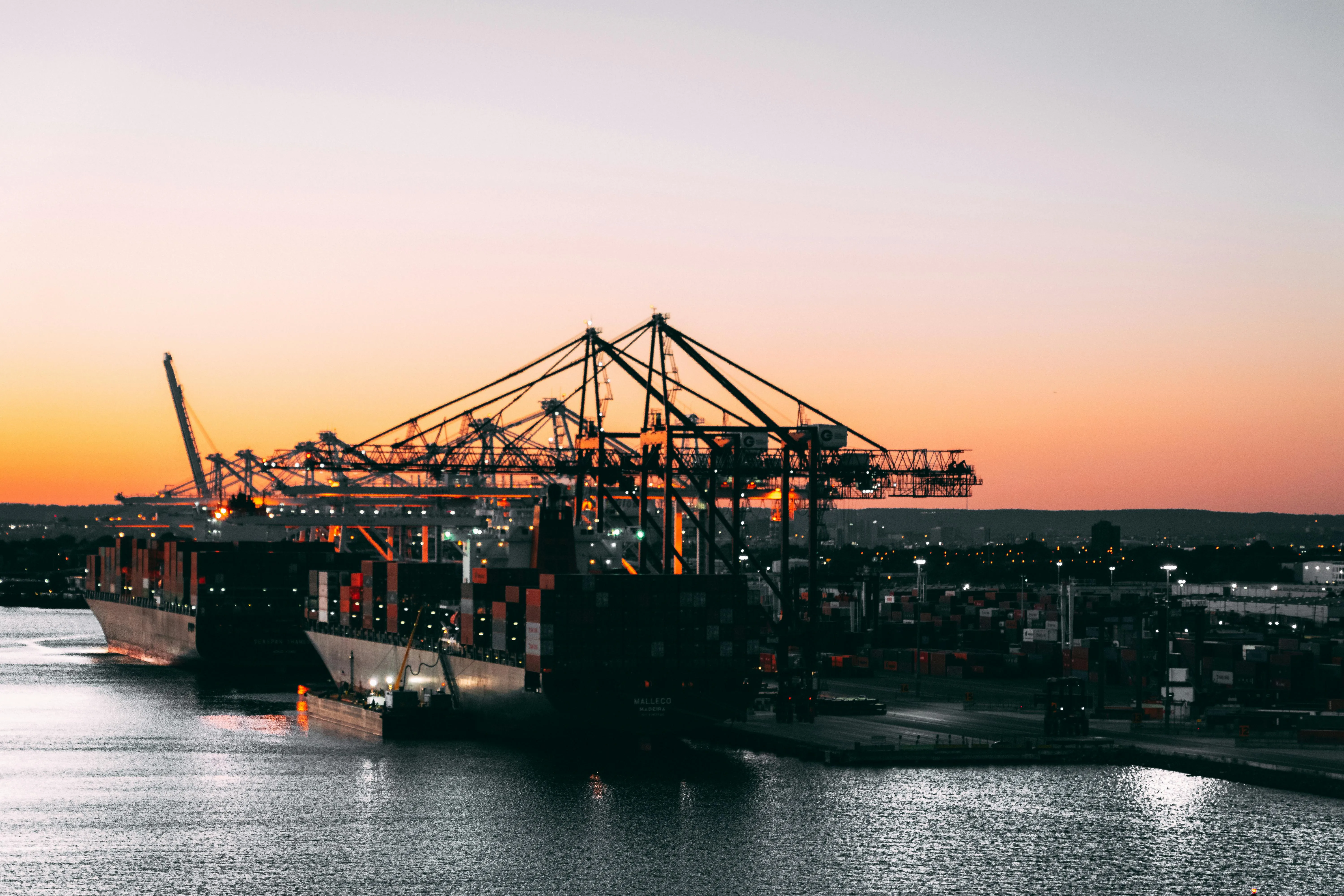 Global port operations at dusk